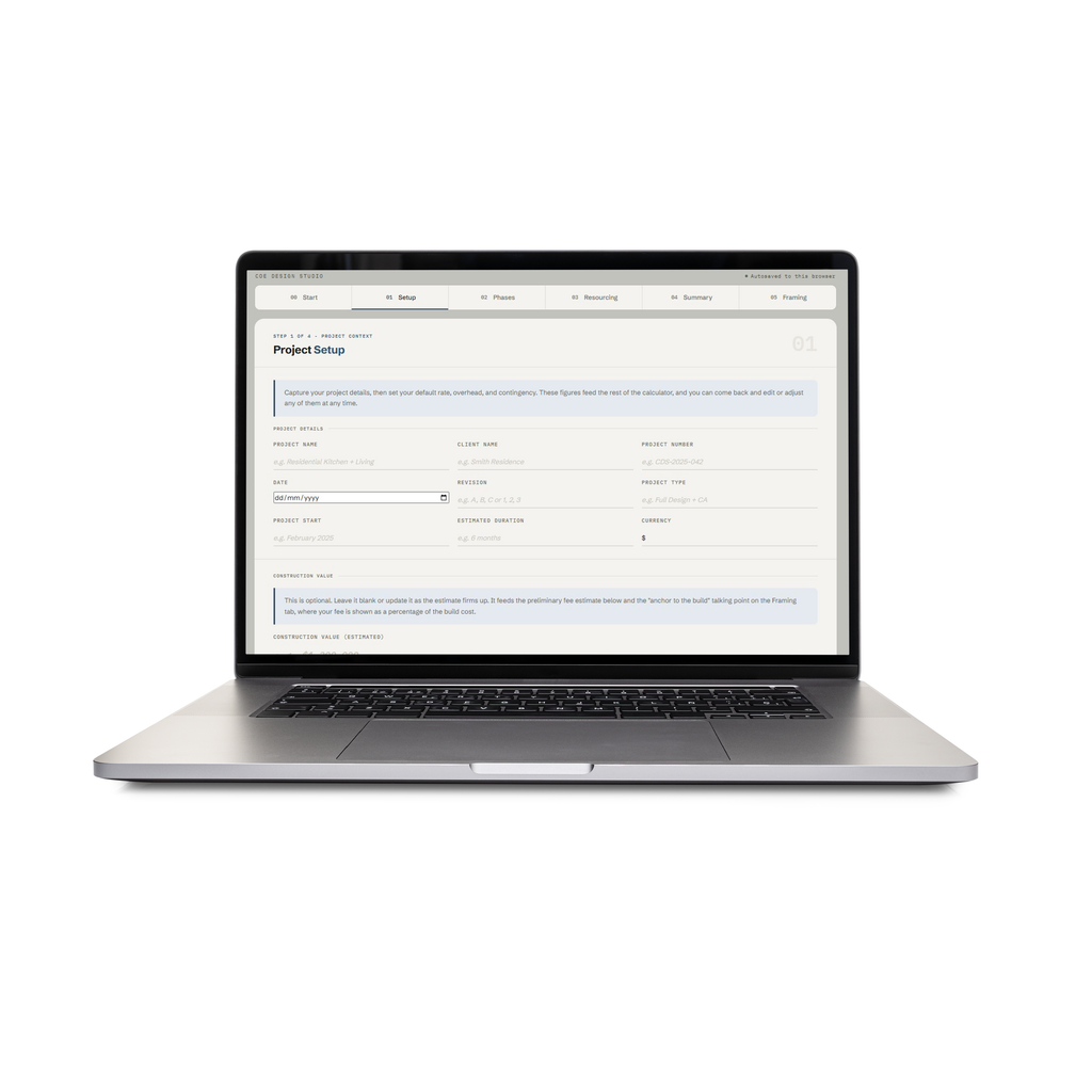 Fee calculator built for interior designers